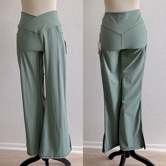 Blogilates Hedge Green Crisscross Flare Pants - Picture 1 of 8